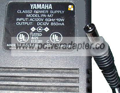 YAMAHA PA-M7 AC ADAPTER 12VDC 850mA Class 2 POWER SUPPLY Linear - Click Image to Close