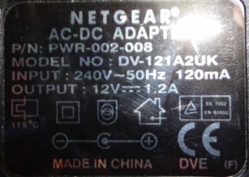 Original Genuine Netgear PWR-002-008 DV-121A2UK AC Adapter 12V - 1.2A Original Genuine Netgear PWR-002-008 DV-121A2UK