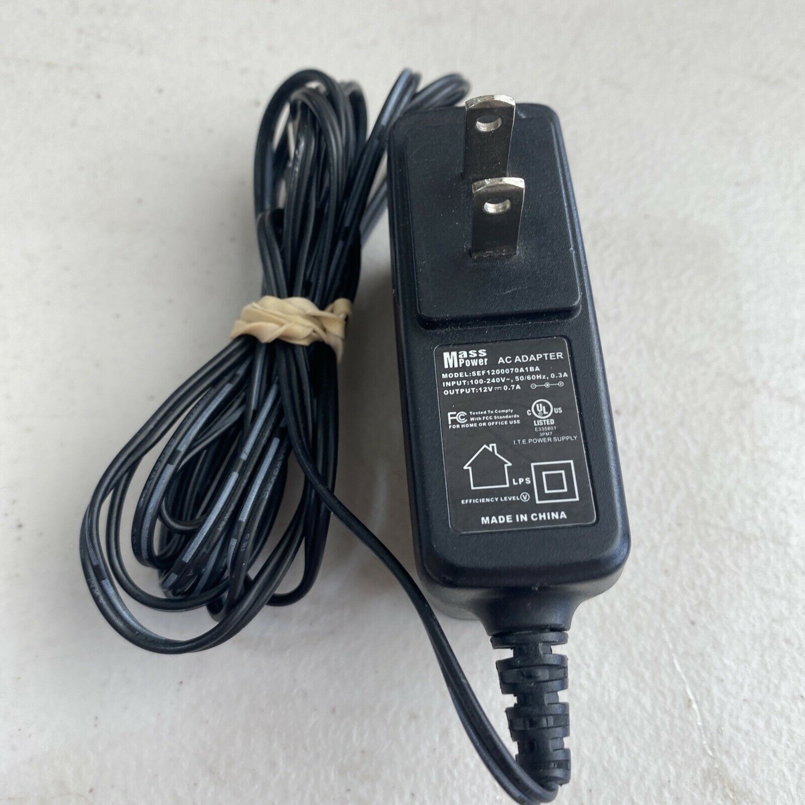 Genuine Mass Power AC Adapter Model SEF1200070A1BA Plug Power Cord Brand: Mass Power Type: Adapter Model: SEF1200