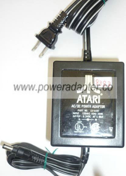 ATARI C018187 AC ADAPTER 9.3VDC 1.95A USED -(+) 3x5.5mm ROUND BA - Click Image to Close