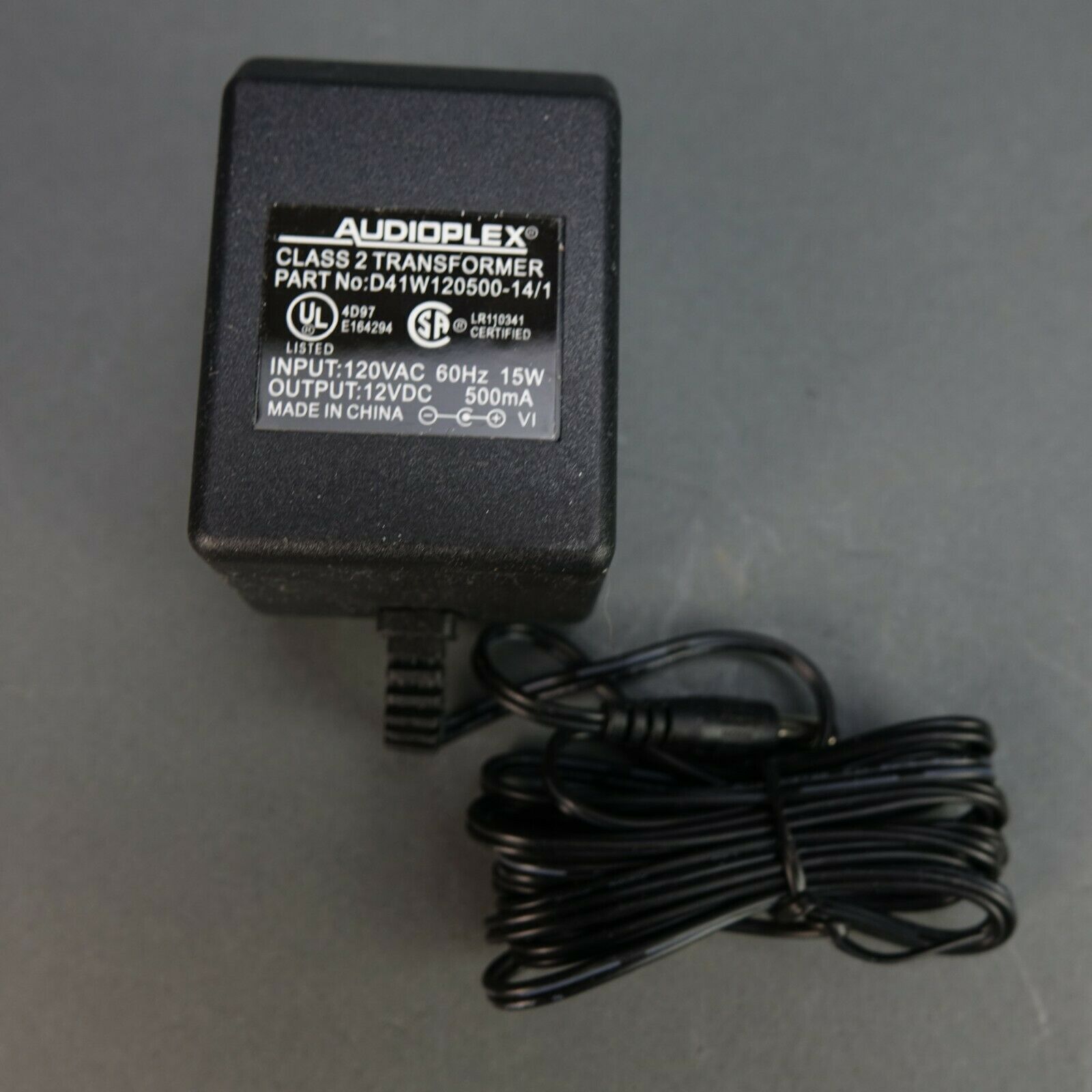 Audioplex D41W120500-12/1 AC DC Power Supply Adapter Charger Output 12V 500mA Connection Split/Duplication: 1:1 Type