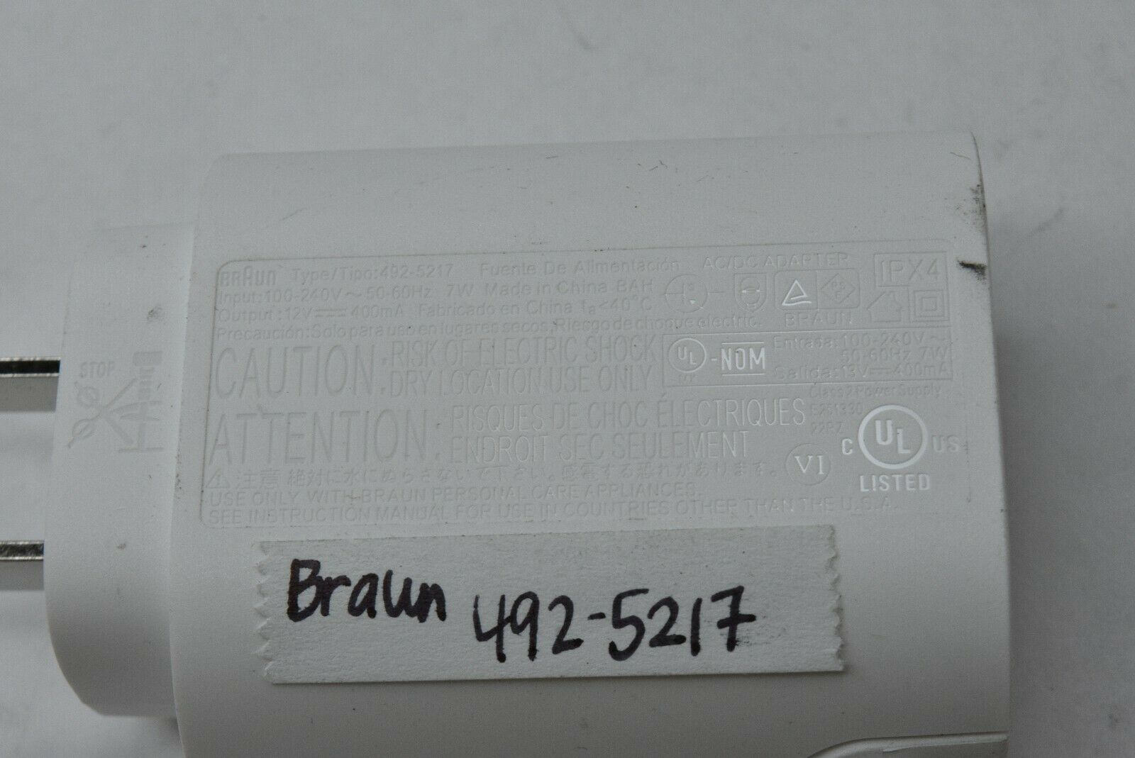 Braun AC/DC Adapter Power Supply Unit 492-5217 12V 400mA Type: AC/DC Adapter Output Voltage: 12 V Brand: Braun Br - Click Image to Close