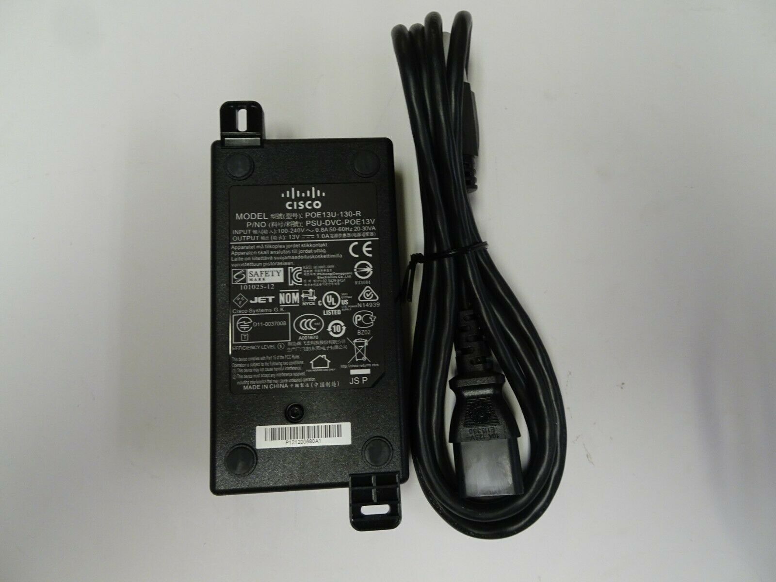 Cisco POE13U-130-R 13V 1A Power Supply for InTouch Telepresence Type: AC/DC Adapter MPN: POE13U-130-R Output Voltage - Click Image to Close