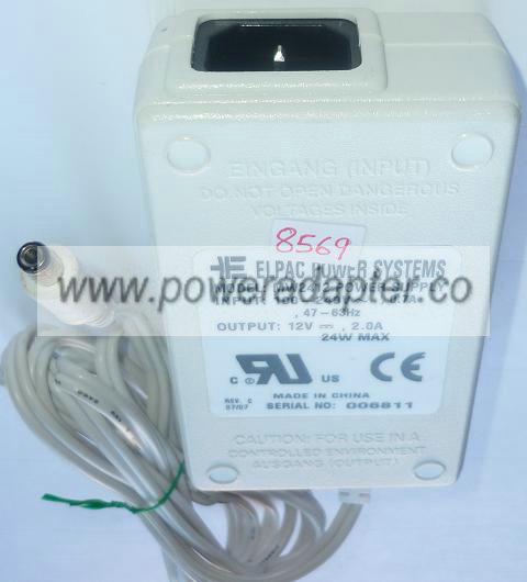ELPAC MW2412 AC ADAPTER 12VDC 2A 24W USED -(+) 2.3x5.5x9.7mm ITE - Click Image to Close