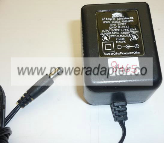 JOBMATE AD35-0403 AC ADAPTER 4.5VDC 300mA USED -(+) 2.5x5.5mm PO - Click Image to Close
