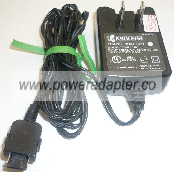 KYOCERA TXTVL10101 AC ADAPTER 5VDC 0.35A USED TRAVEL CHARGER ITE - Click Image to Close