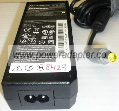 LENOVO 42T4438 AC ADAPTER 20V DC 4.5A 90W USED 5.5x7.8x11mm LAPT