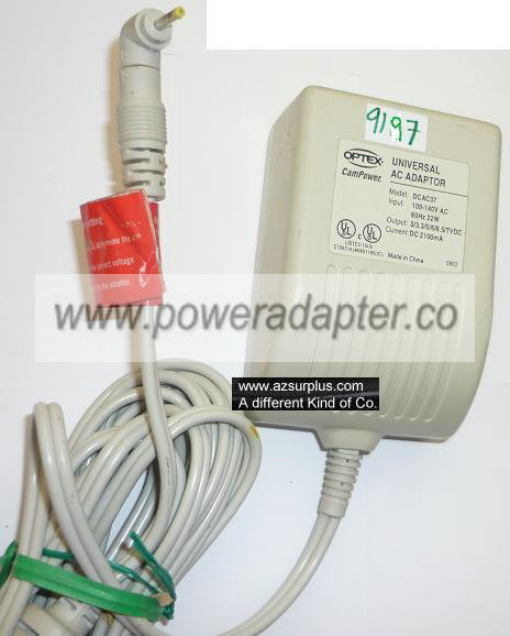 OPTEX DCAC37 UNIVERSAL AC ADAPTER 3/3.3/5/6/6.5/7VDC 210mA USED