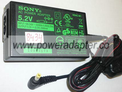 SONY HDAC-M1 AC ADAPTER 5.2VDC 2000mA USED -(+) 1.5x4mm ROUND BA - Click Image to Close
