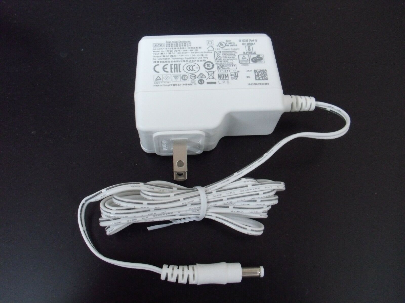 AC DC Power Supply Adapter Charger APD WB-18R12R White (4 Plugs) 12V 1.5A USA Connection Split/Duplication: 1:4 Type: