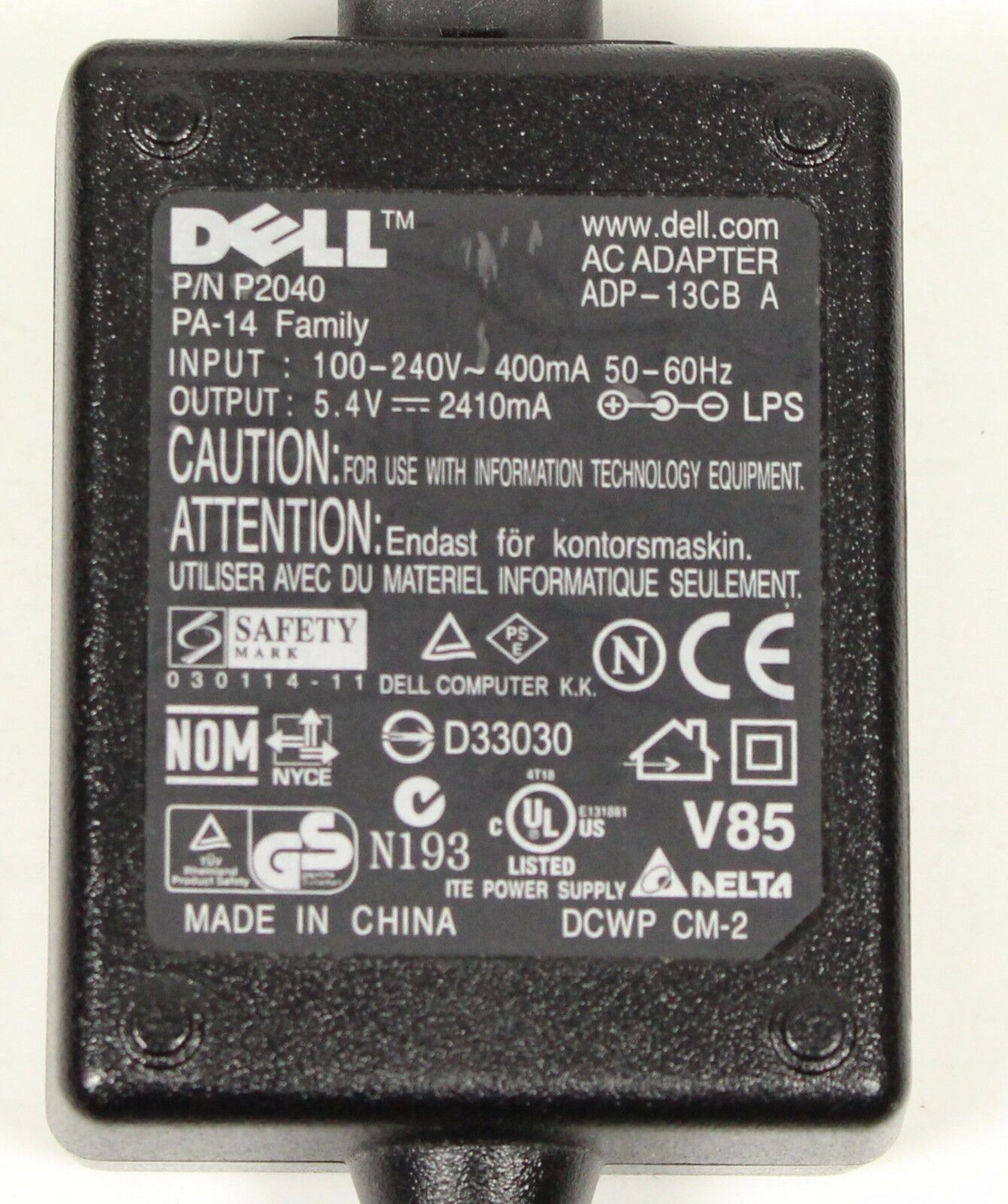 Genuine Dell PDA AXIM X50 AC Adapter Charger ADP-13CB PA-14 P/N 2040 Custom Bundle: cord MPN: 2040 Compatible Model: