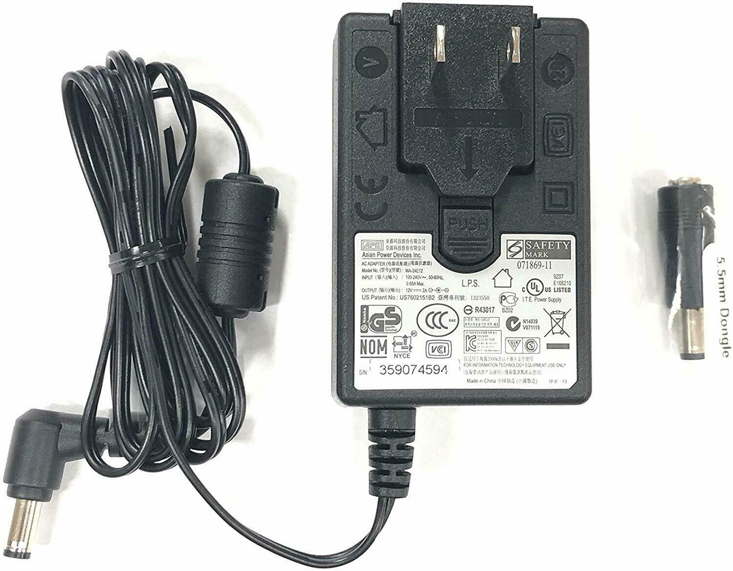New Genuine APD 12V Adapter For WD WEWDBC3G0010 WDBC3G0010HAL-NESN Hard Drive MPN: WA-24E12 Compatible Model: WD Vo