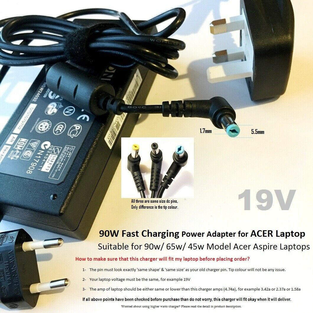 Charger for Acer Aspire V5-573 V5-573G, V5-573P, V5-573PG,V5-591G V7-481,V7-481G 19V Power Adapter for ACER ASPIRE Lap