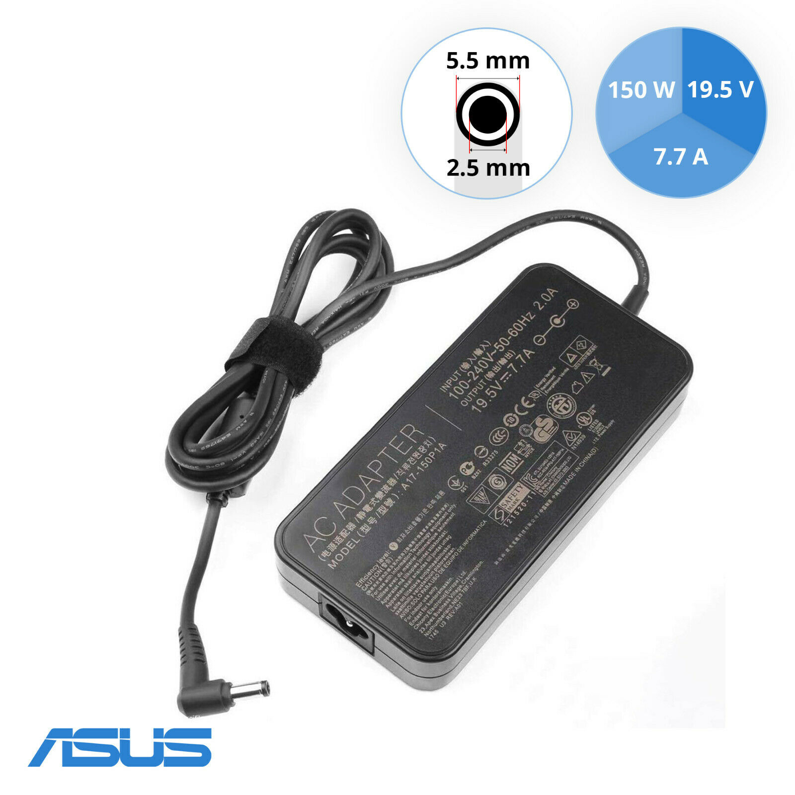 Original Asus A17-150P1A 19.5V 7.7A 150W AC Power Adapter 5,5 mm x 2,5mm Compatible Brand: For ASUS MPN: A17-150P1A