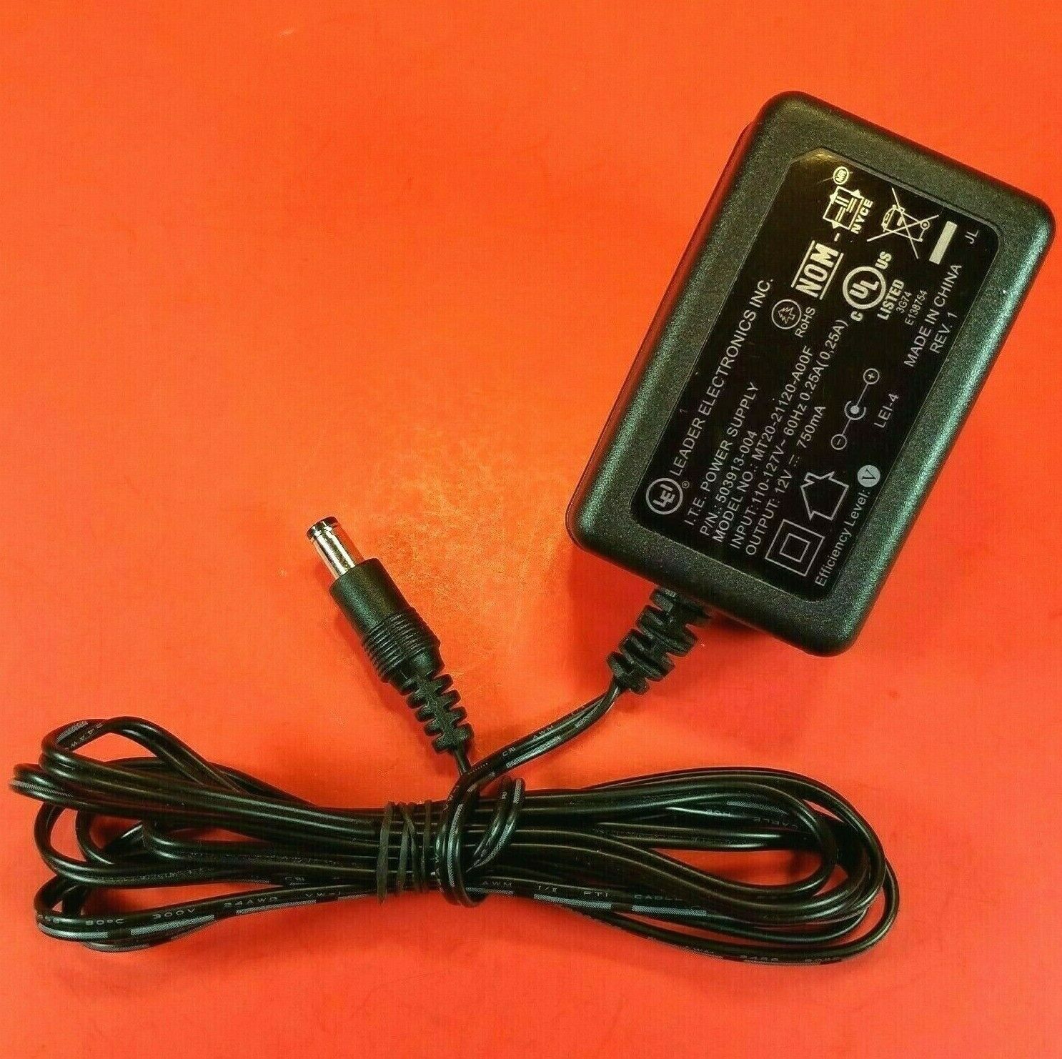Genuine LEI I.T.E. Power Supply 12V - 750mA OEM AC Adapter Model MT20-21120-A00F Type: Adapter Output Voltage: 12 V F