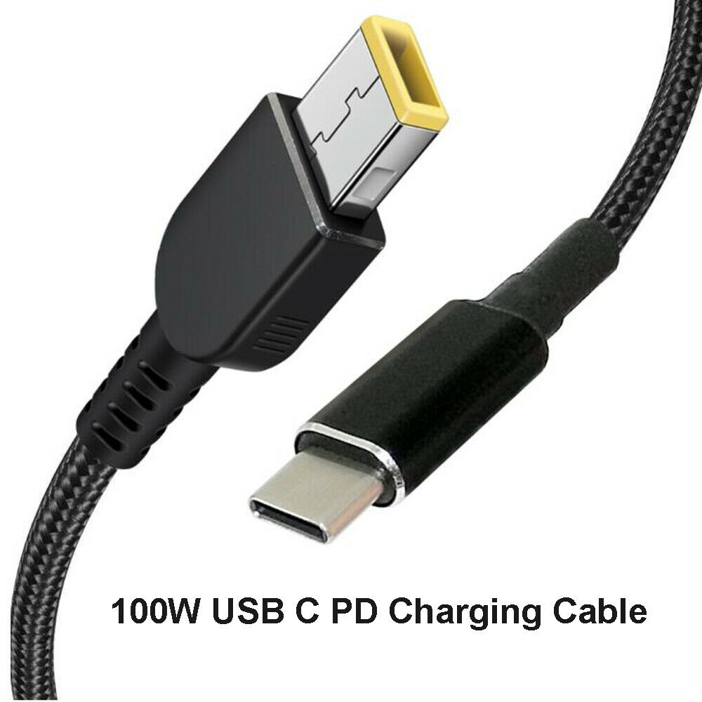 USB-C Type-C to Slim Square Tip PD Charger Power Cable for Lenovo laptops 100W Ideapad 500, 500s Connectors: Slim Sq