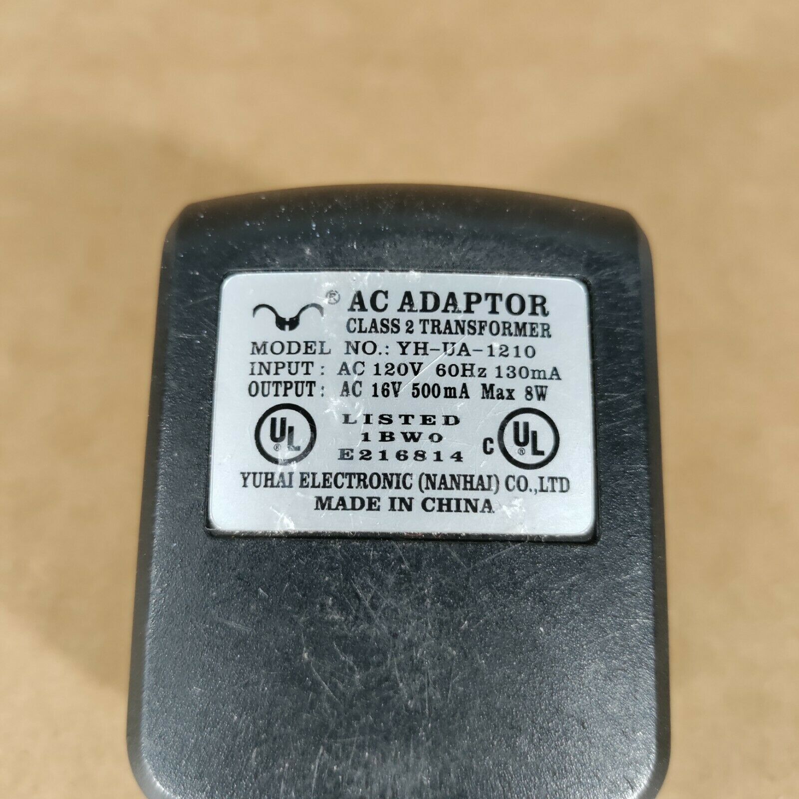 16V AC Adapter Class 2 Transformer MODEL NO YH- UA 1210 YUHAI ELECTRONIC Brand: YUHAI Type: Adapter Connection Spl