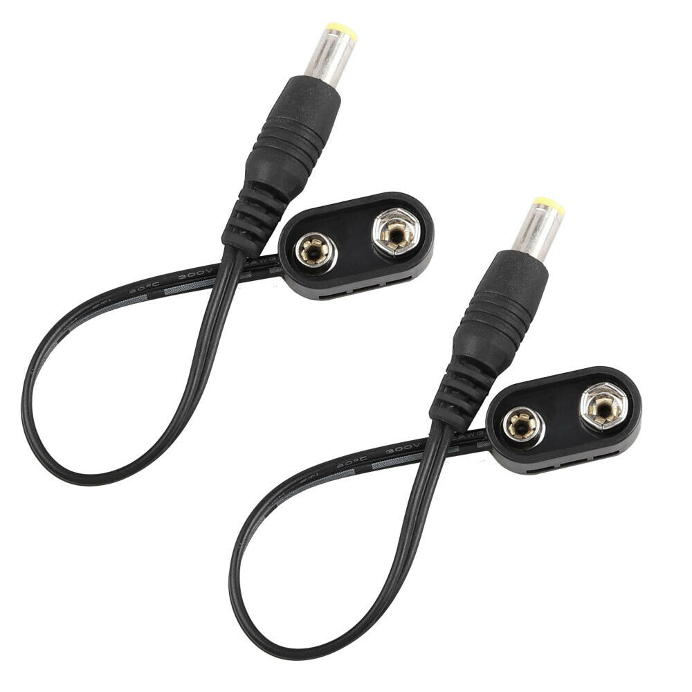 2pc Guitar Pedal Battery Adapter Converter Clip Power Supply Cable 2.1mm x 5.5mm Type: battery clip converter cable Vo
