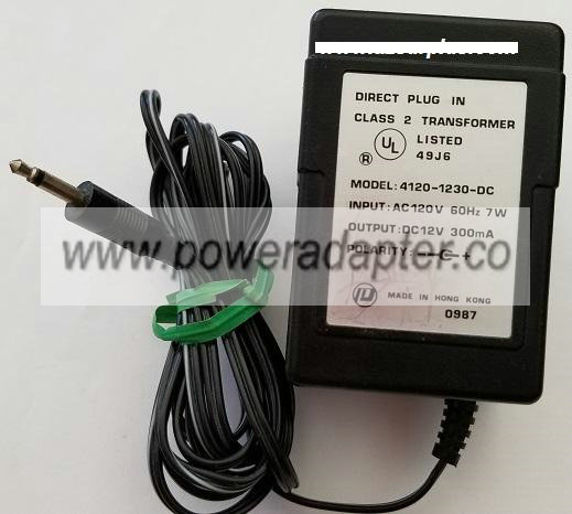 4120-1230-DC AC ADAPTER 12VDC 300mA USED -(+) STEREO PIN POWER - Click Image to Close