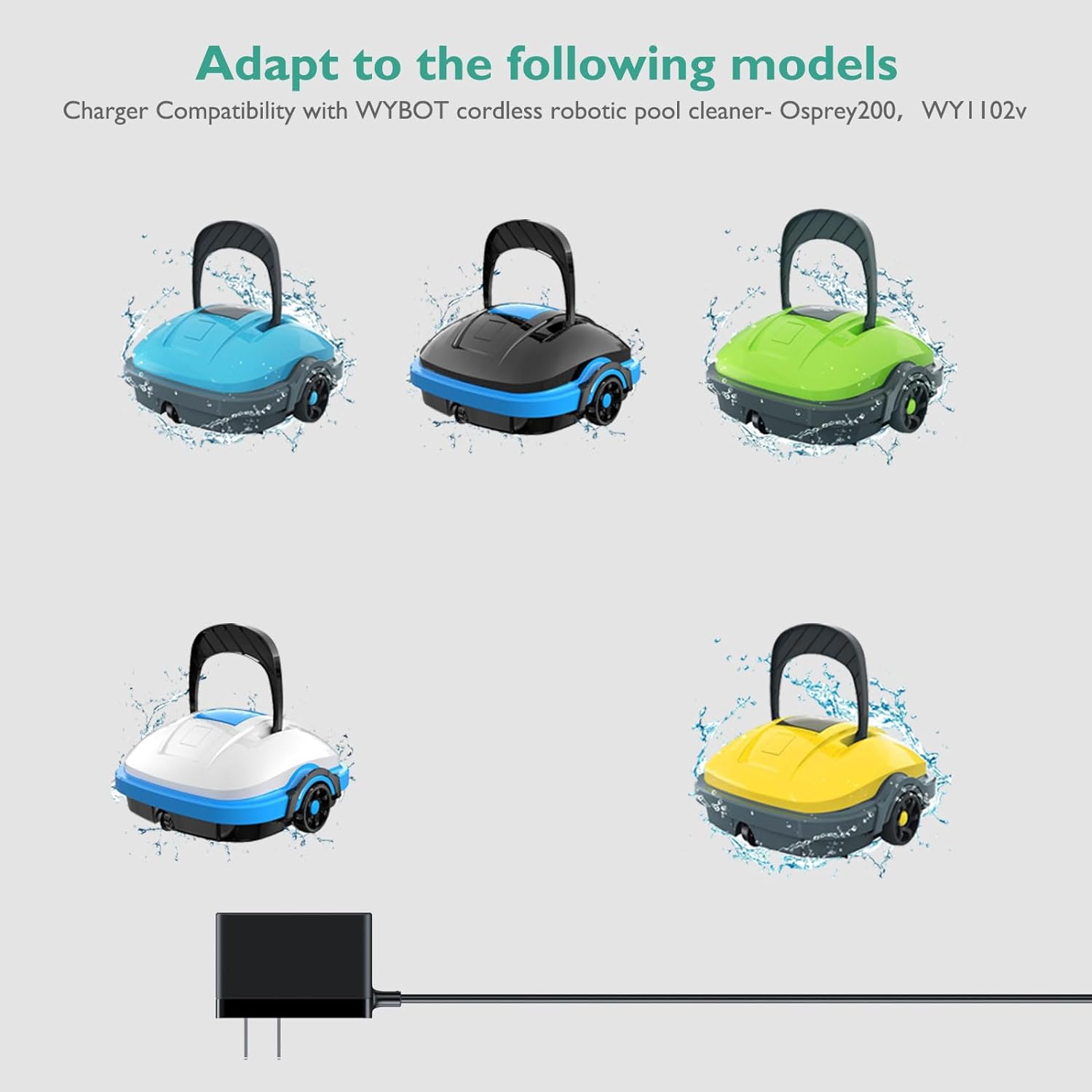 Charger Compatibility with Wybot Osprey 200 Robot Pool Cleaner Replacement WY1102 Cordless Robotic Pool Vacuum Power AC/