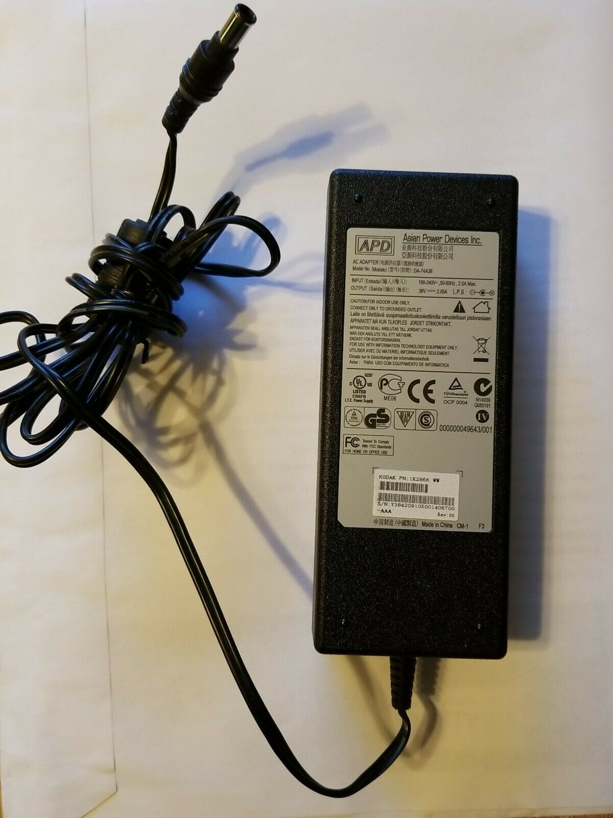 AC Adapter Charger for APD DA-74A36 Asian Power Devices Kodak Printer Supply PSU Brand: Kodak Type: AC/AC Adapter F - Click Image to Close