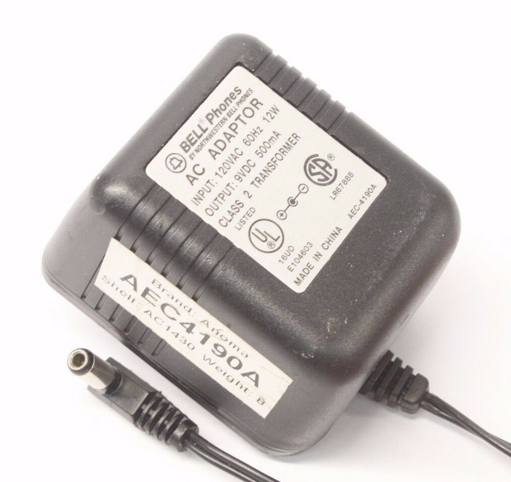 BellSouth AEC-4190A AC DC Power Supply Adapter Charger Output 9V 500mA Brand: BELL PHONES Type: Adapter MPN: Does N - Click Image to Close