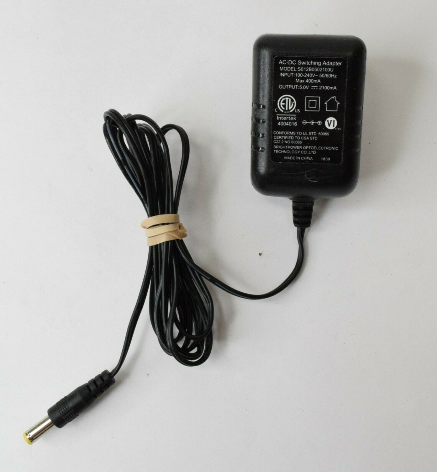 BrightPower AC/DC Switching Power Supply Adapter Unit S012B0502100U 5V 2100mA Type: Adapter Output Voltage: 5 V Feat