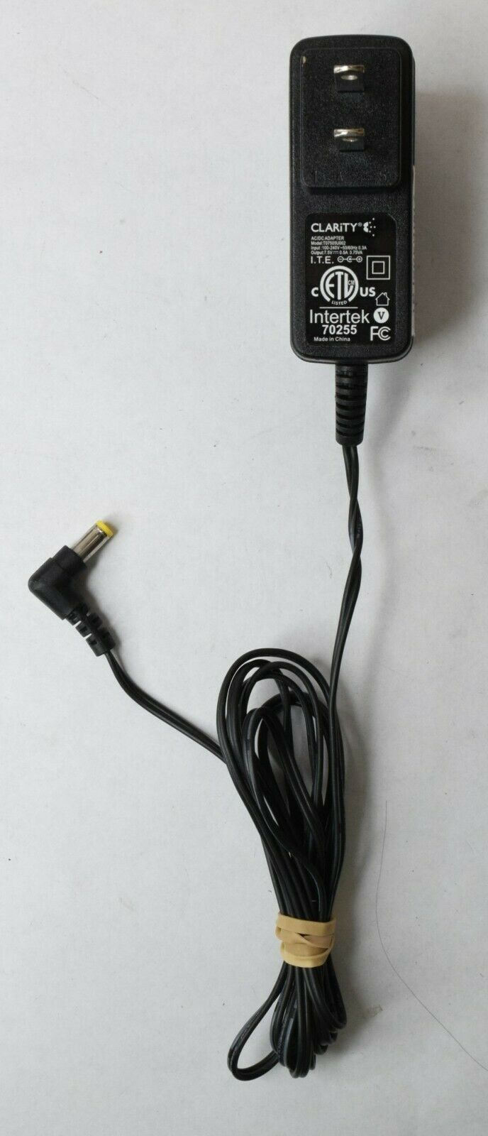 Clarity Power Supply Adapter Unit T075-5U002 7.5V 0.5A Type: Adapter Output Voltage: 7.5 V Features: Powered Brand: Cl - Click Image to Close