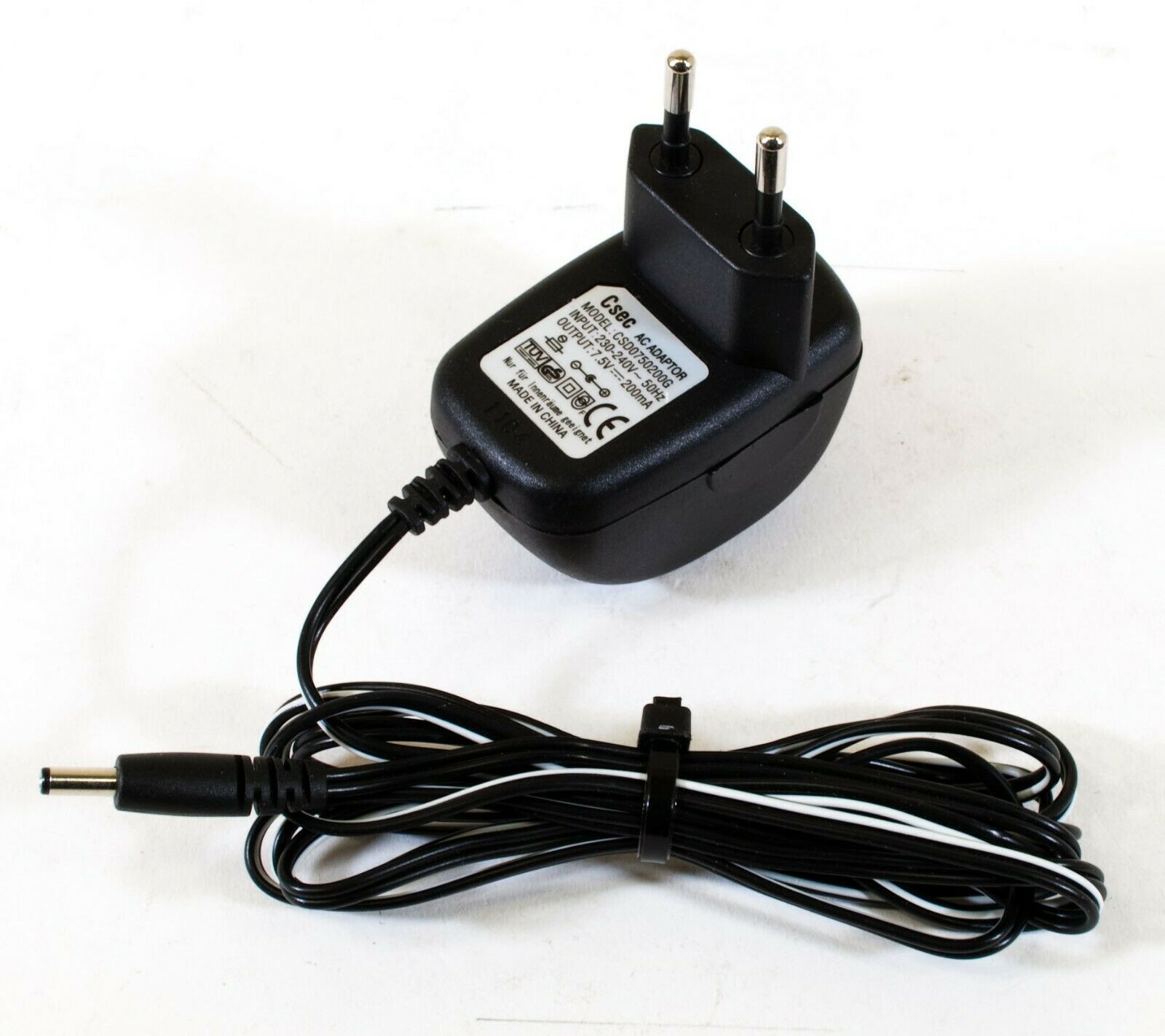 Csec CSD0750200G AC Adapter 7.5V 200mA Original Power Supply Europlug Output Current: 200 mA MPN: CSD0750200G Brand: