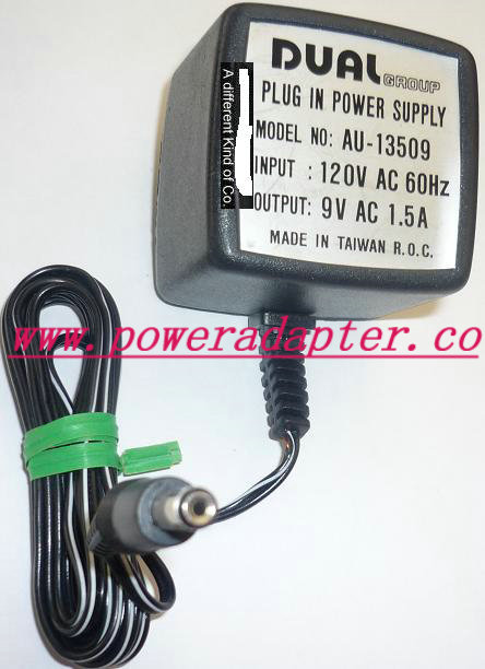 DUAL GROUP AU-13509 AC ADAPTER 9V 1.5A USED 2x5.5x12mm SWITCHING - Click Image to Close
