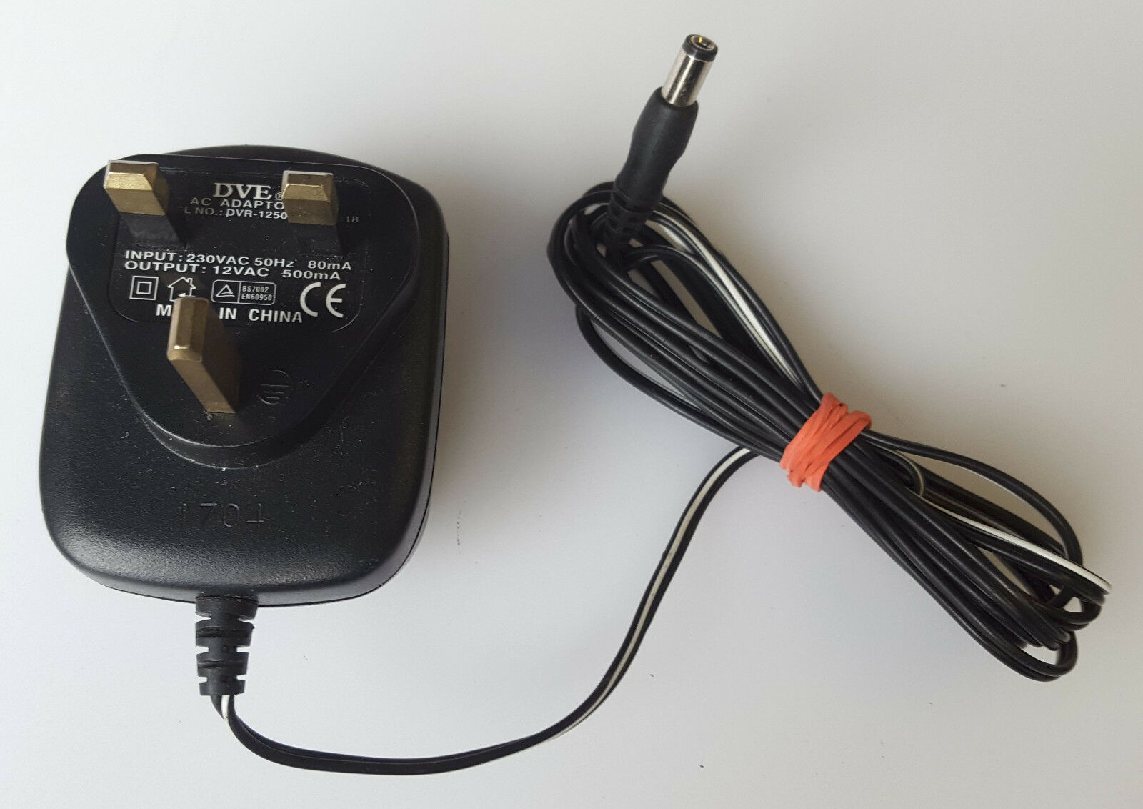 DVE DVR-1250ACUK-4818 AC/DC POWER SUPPLY ADAPTER 12V 0.5A UK PLUG Country/Region of Manufacture: China Brand: DVE Co