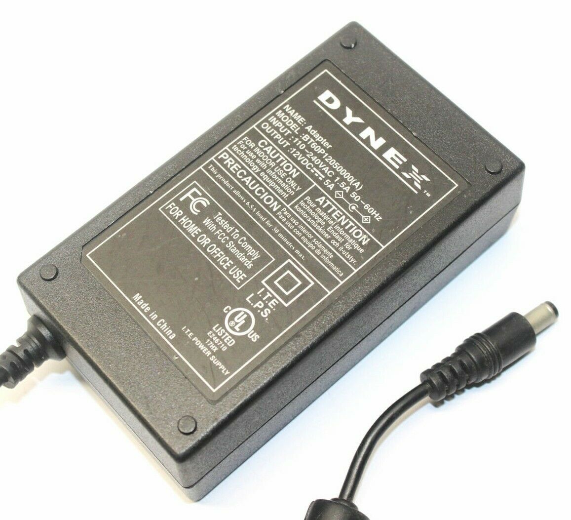 Genuine Dynex BT60P12050000(A) ITE Power Supply AC Adapter Output DC 12V 5A Model Number: BT60P12050000(A) output:12V - Click Image to Close