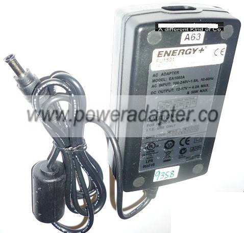 ENERGY EA1060A FU1501 AC ADAPTER 12-17VDC 4.2A USED 4x6.5x12mm - Click Image to Close