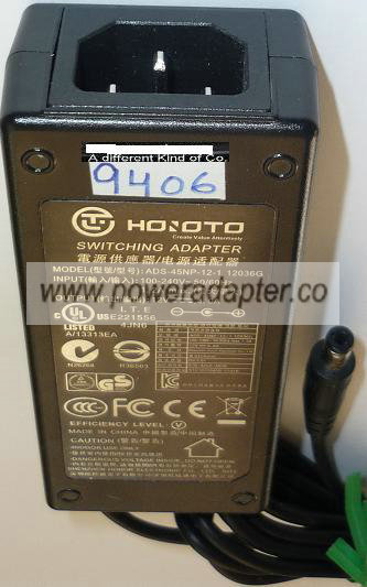 HOIOTO ADS-45NP-12-1 12036G AC ADAPTER 12VDC 3A USED -(+) 2x5.5