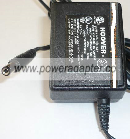 HOOVER SERIES 500 AC ADAPTER 8.2VAC 130mA USED 2x5.5x9mm - Click Image to Close