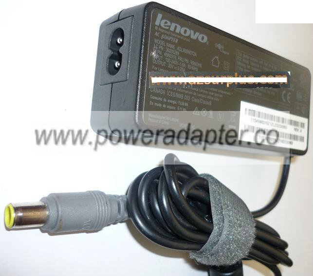 LENOVO ADLX65NDT2A AC ADAPTER 20VDC 3.25A USED -(+) 5.5x8x11mm ROUND BARREL WITH PIN INSIDE ITE POWER SUPPLY 100-240VAC~