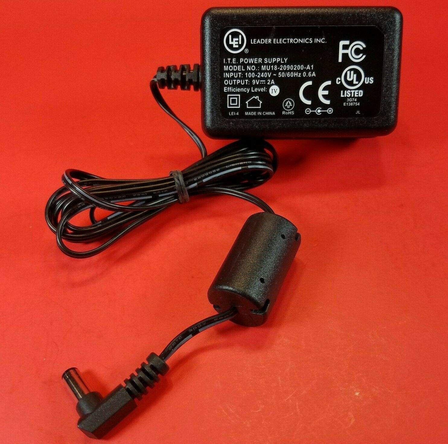 Leader Electronics 9V DC - 2A AC/DC Adapter I.T.E. Power Supply MU18-2090200-A1 Country/Region of Manufacture: China M