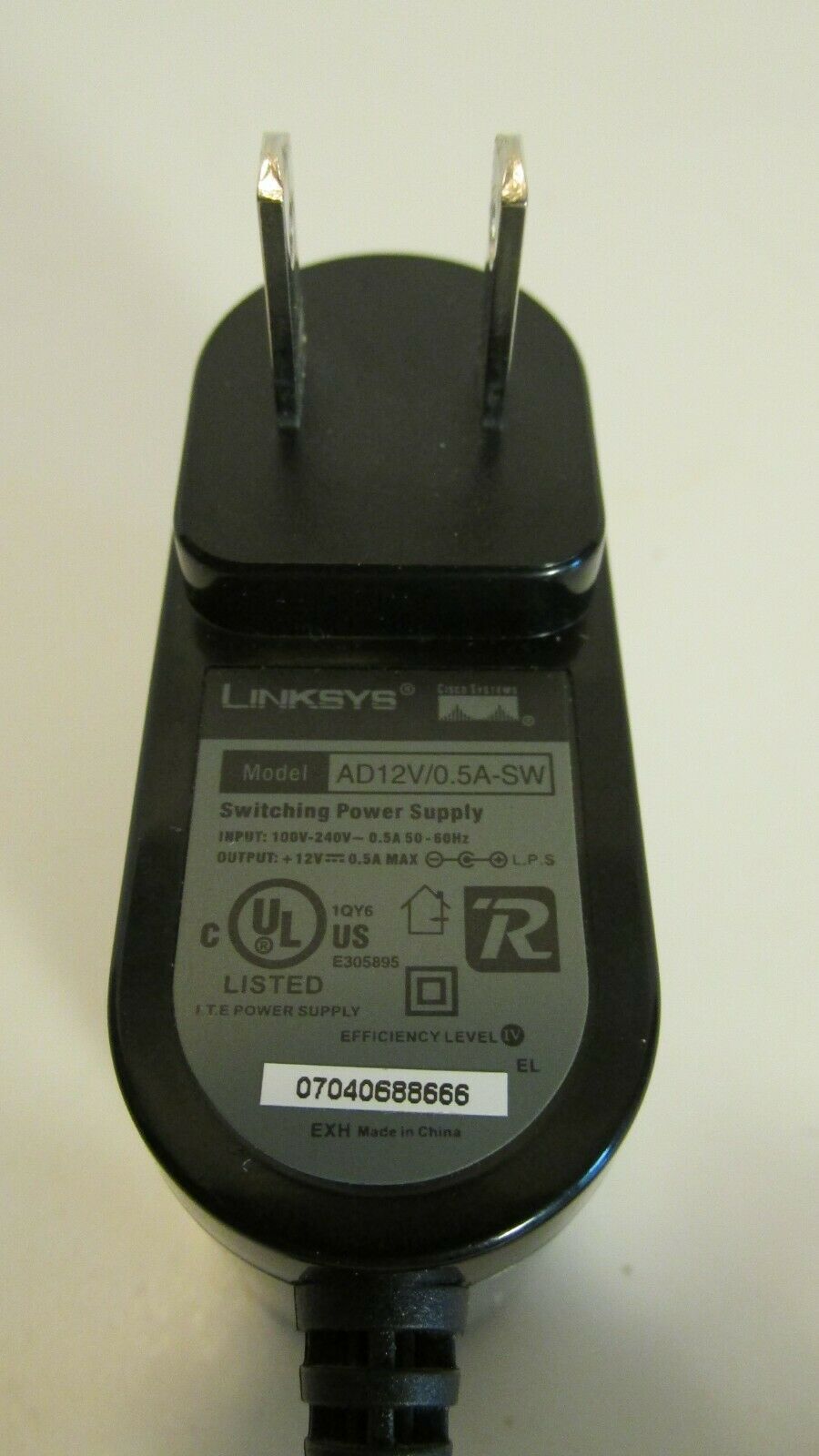 Linksys AD12V0.5A-SW Power Supply AC Adapter Charger DC 12V 0.5A TESTED Brand: Linksys Type: AC/DC Adapter Model: AD12V