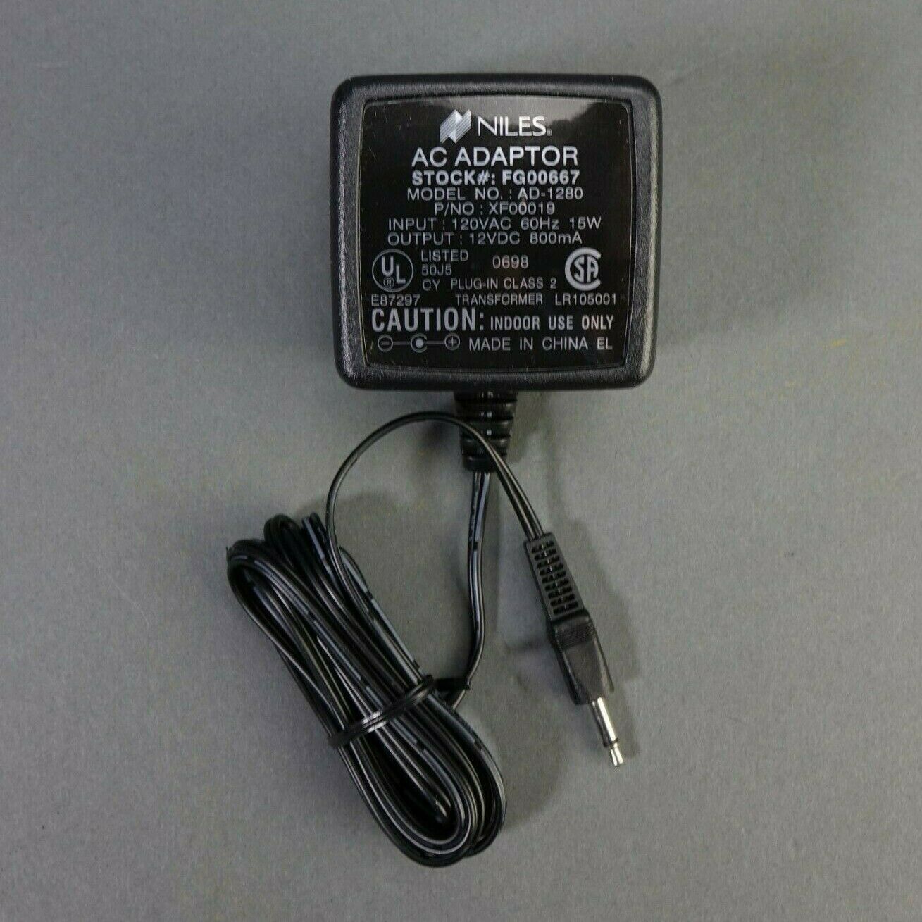 Niles AC Power Supply Charger Adapter 12V 800mA FG00667 Model AD-1280 Type: Power Cord Features: Powered MPN: AD-12 - Click Image to Close