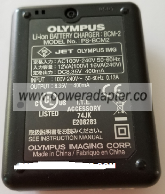 OLYMPUS PS-BCM2 BCM-2 LI-ON BATTERY CHARGER USED 8.35VDC 400mA - Click Image to Close