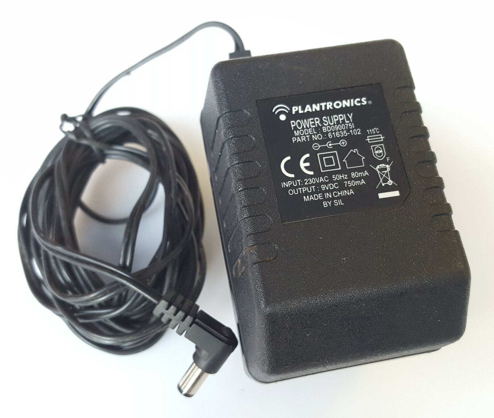 PLANTRONICS BD090075I AC/DC POWER ADAPTER 9V 0.75A UK PLUG 61635-102 Country/Region of Manufacture: China MPN: 61635