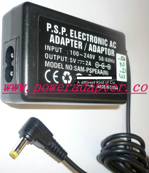 PSP ELECTRONIC SAM-PSPEAA(N) AC ADAPTER 5VDC 2A USED -( ) 1.5x4x - Click Image to Close