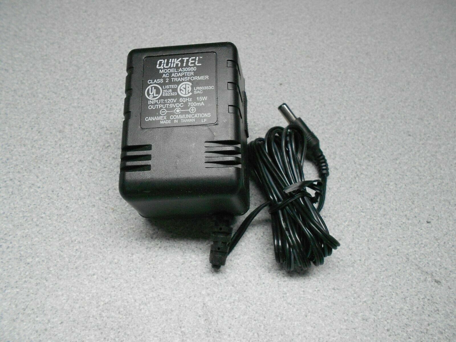 New Quiktel Model A30980 Power Supply 9VDC 800mA Country/Region of Manufacture: China Custom Bundle: No MPN: A30980