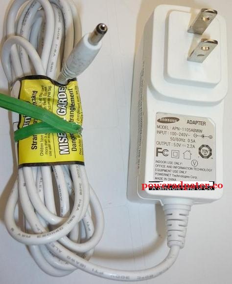 SAMSUNG APN-1105ABWW AC ADAPTER 5VDC 2.2A USED -(+) 1x4x8mm - Click Image to Close