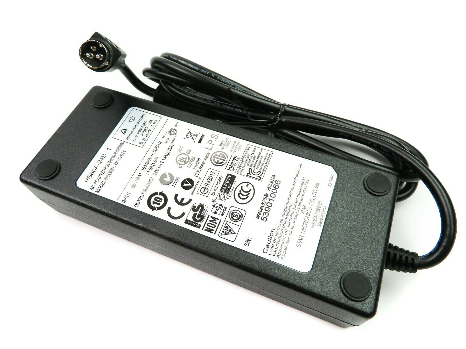 STAR receipt printer power adapter for TSP800/700 and more *NEW* Type: Power Adapter Features: new MPN: PS60A-24B