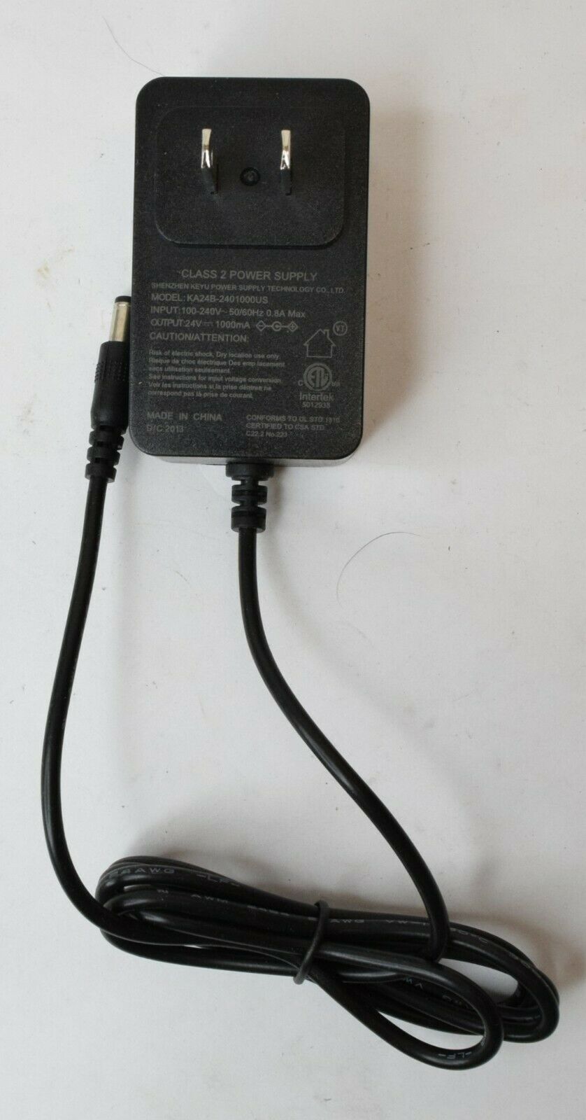 Shenzhen Keyu Power Supply Tech Class 2 Adapter KA24B-2401000US 24V 1000mA Type: Adapter Output Voltage: 24 V Features: - Click Image to Close