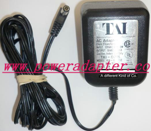 TAI 41A-16-250 AC ADAPTER 16V 250mA USED 2.5x5.5x13mm 90Â° ROUND - Click Image to Close