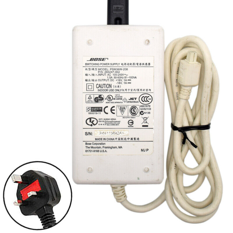 White Bose-Lifestyle RoomMate Speaker System AC Adapter Charger Power Supply Model: PSM36W-208 Modified Item: No MPN - Click Image to Close