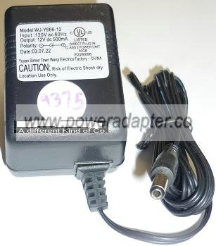 YUYAO WJ-Y666-12 AC ADAPTER 12VDC 500mA USED -(+) 2.1x5.5x12mm - Click Image to Close