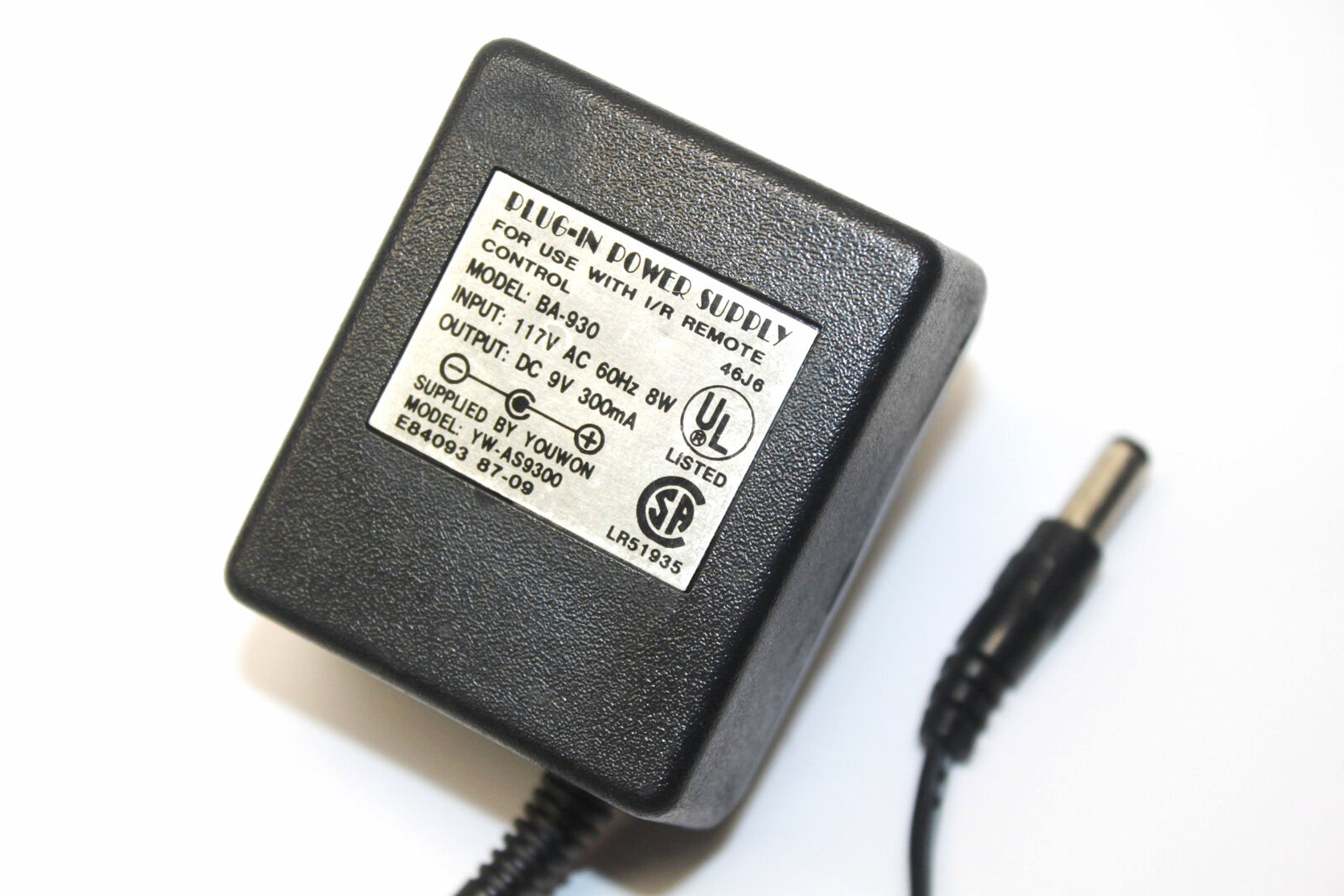 Youwon YW-AS9300 Plug-In Power Supply AC Adapter Output DC 9V 300mA Brand: Youwon Type: Adapter MPN: Does Not Apply